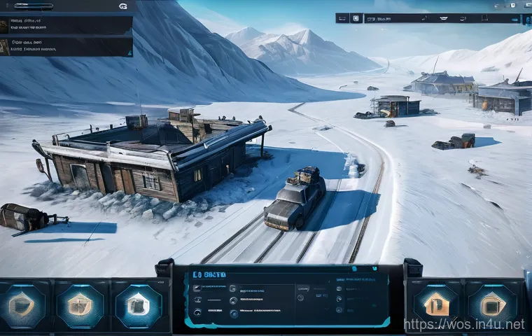 화이트 아웃 서바이벌 트위치 방송 활용법 - A diverse group of five stylized avatars, each representing a player in a virtual "Glacier Expeditio...